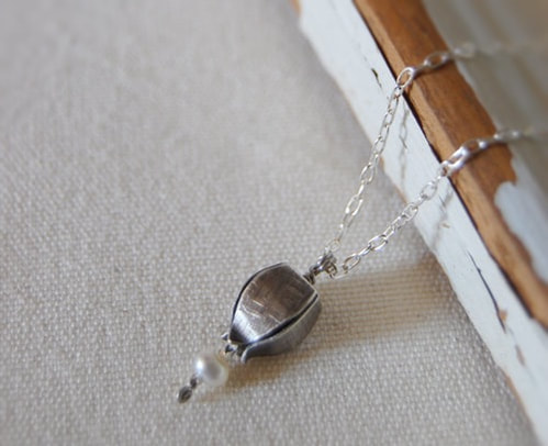 Sterling Pod with Pearl Necklace